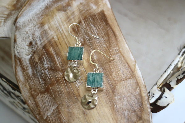 Load image into Gallery viewer, Amazonite gemstone silver earrings
