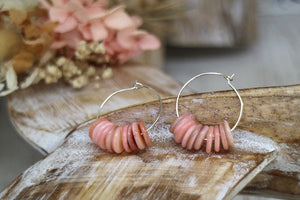Pink shell silver earrings
