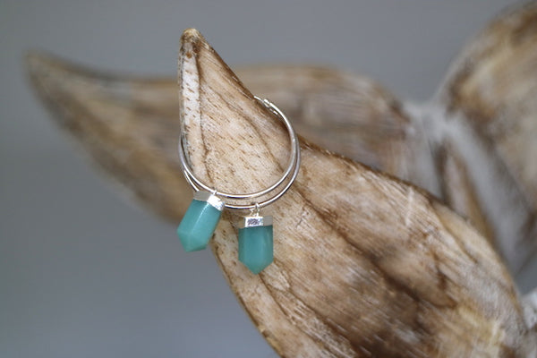 Load image into Gallery viewer, Sterling silver amazonite gemstone hoop earrings
