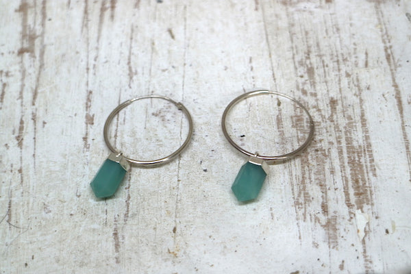 Load image into Gallery viewer, Sterling silver amazonite gemstone hoop earrings
