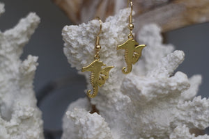 Gold seahorse earrings