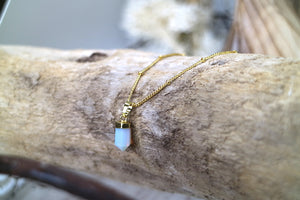 Opalite crystal point gold necklace