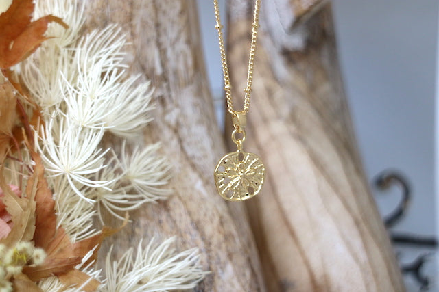 Gold sand dollar shell necklace