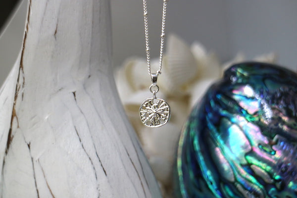 Load image into Gallery viewer, Silver sand dollar shell necklace

