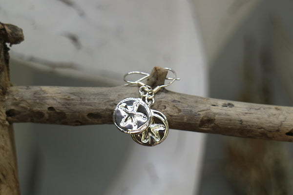 Load image into Gallery viewer, Silver starfish coin earrings
