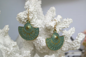Blue Patina Bohemian Antique Copper Gold Earrings