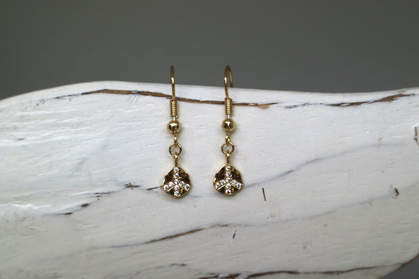 Load image into Gallery viewer, Gold cubic zirconia peace earrings
