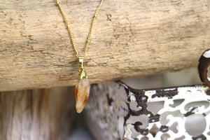 Raw amethyst gemstone gold necklace