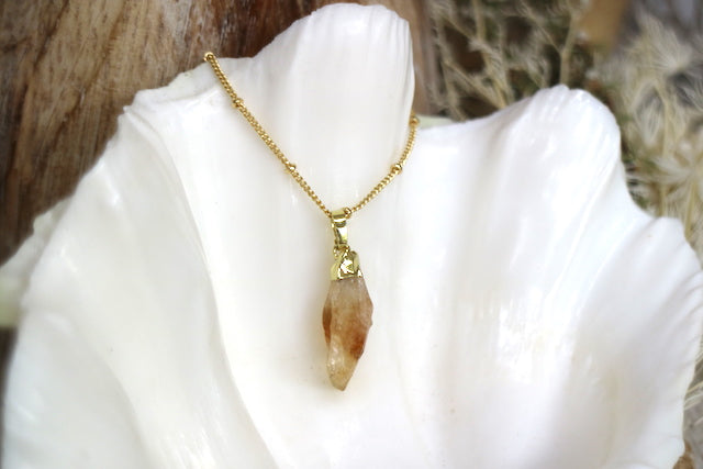 Raw amethyst gemstone gold necklace