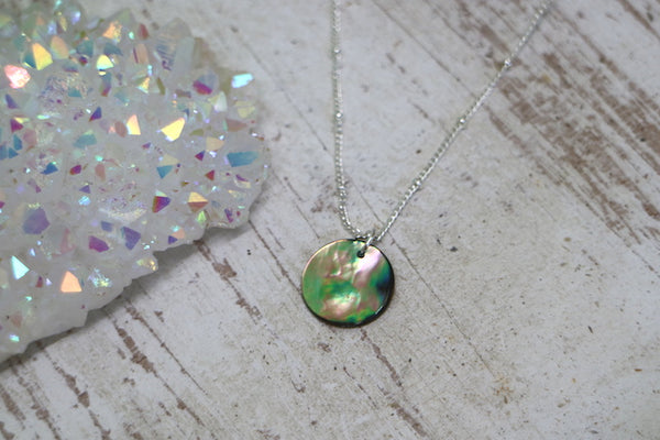 Load image into Gallery viewer, Children&#39;s paua shell silver necklace
