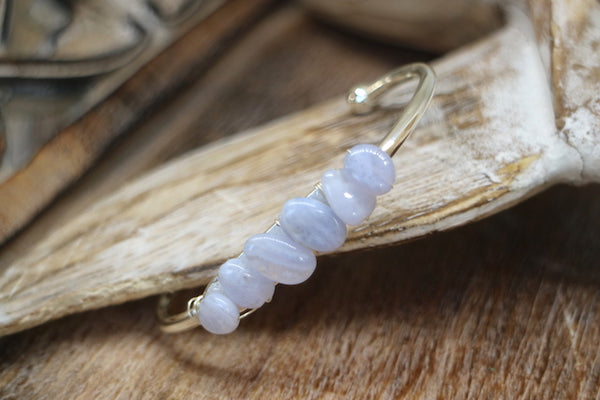 Load image into Gallery viewer, Blue lace agate silver cuff bangle
