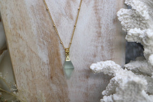 Green fluorite gemstone gold necklace