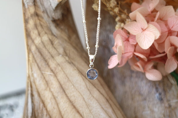 Load image into Gallery viewer, Children&#39;s blue zircon silver necklace
