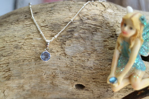 Children's blue zircon silver necklace