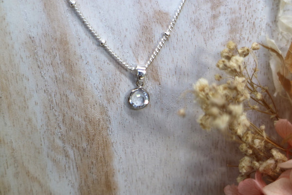 Load image into Gallery viewer, Children&#39;s cubic zirconia silver necklace
