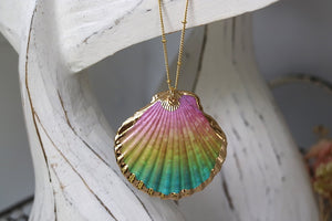 Children's rainbow shell gold necklace