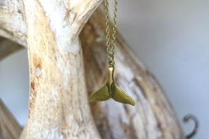 Bohemian antique bronze whale tail necklace
