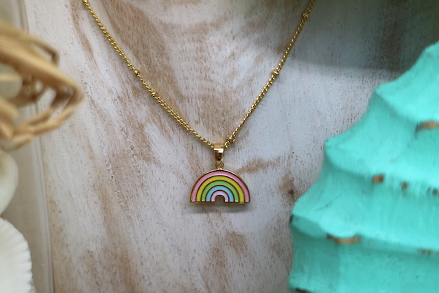 Children's rainbow gold necklace