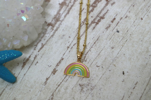 Load image into Gallery viewer, Children&#39;s rainbow gold necklace
