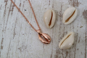 Rose gold cowrie shell necklace