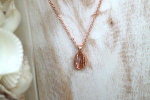 Rose gold cowrie shell necklace