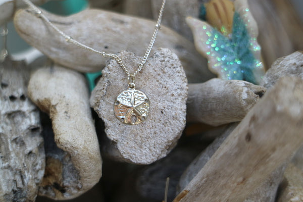 Load image into Gallery viewer, Children&#39;s sterling silver sand dollar shell necklace
