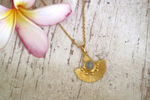 Moonstone gold bohemian necklace