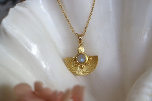 Moonstone gold bohemian necklace