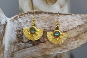 Labradorite gold bohemian earrings