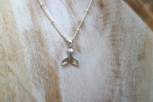 Rhodium silver whale tail necklace