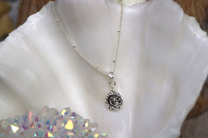 Children's moon and star silver necklace with cubic zirconia