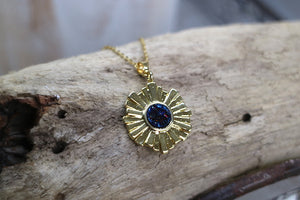 Blue druzy agate gold necklace