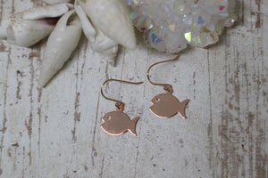 Children's rose gold fish earrings