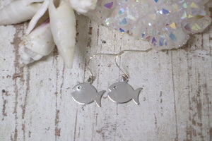 Children's rhodium silver fish earrings