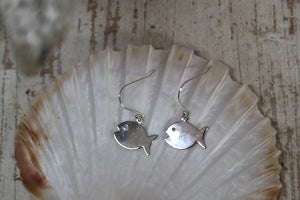 Children's rhodium silver fish earrings