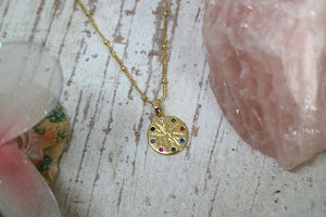 Children's gold mutli coloured cubic zirconia necklace