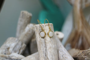 White druzy quartz gold earrings