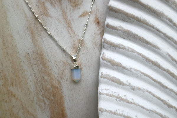 Load image into Gallery viewer, Opalite point silver necklace
