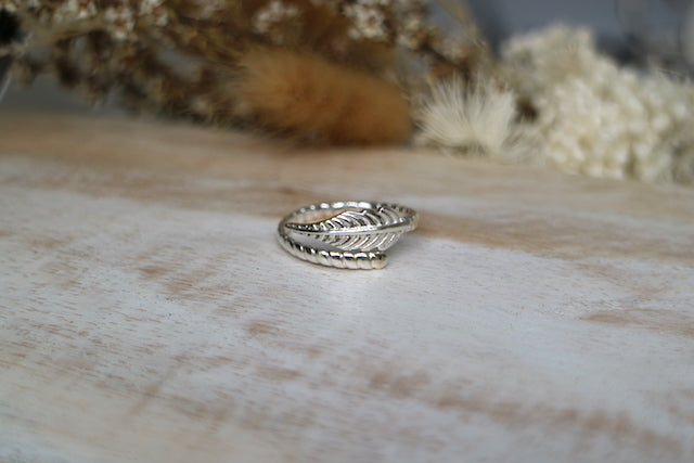 925 sterling silver bohemian feather ring
