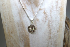Silver shell coin pendant necklace