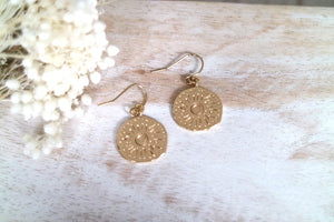 Gold coin bohemian sun earrings