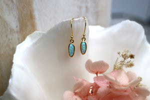 Blue opal gold earrings