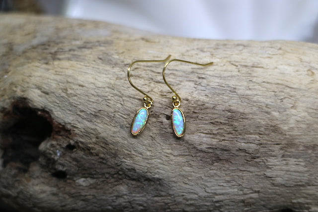 Blue opal gold earrings