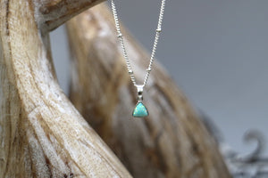 Aqua blue opal triangle silver necklace