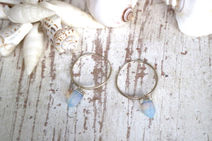 Opalite crystal point silver hoop earrings