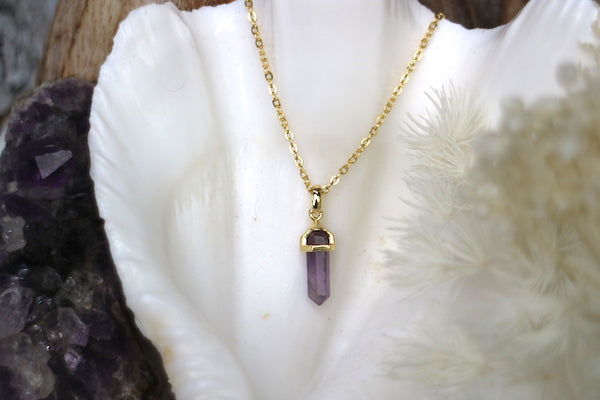 Load image into Gallery viewer, Jaxie Necklace - Amethyst / Gold
