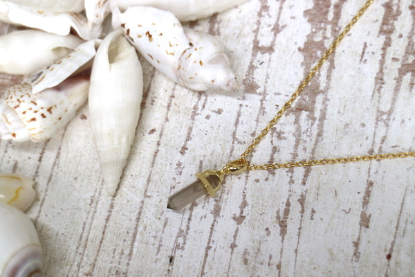 Load image into Gallery viewer, Smoky Quartz crystal point gold necklace
