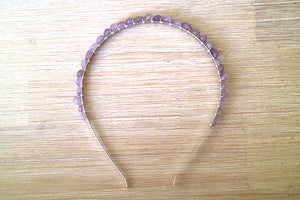 Amethyst tumbled nugget gemstone silver headband