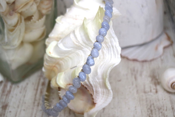 Load image into Gallery viewer, Blue lace agate gemstone silver headband
