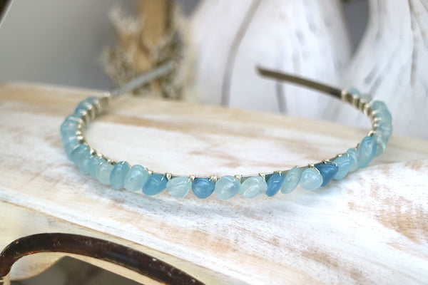 Load image into Gallery viewer, Aquamarine gemstone silver headband

